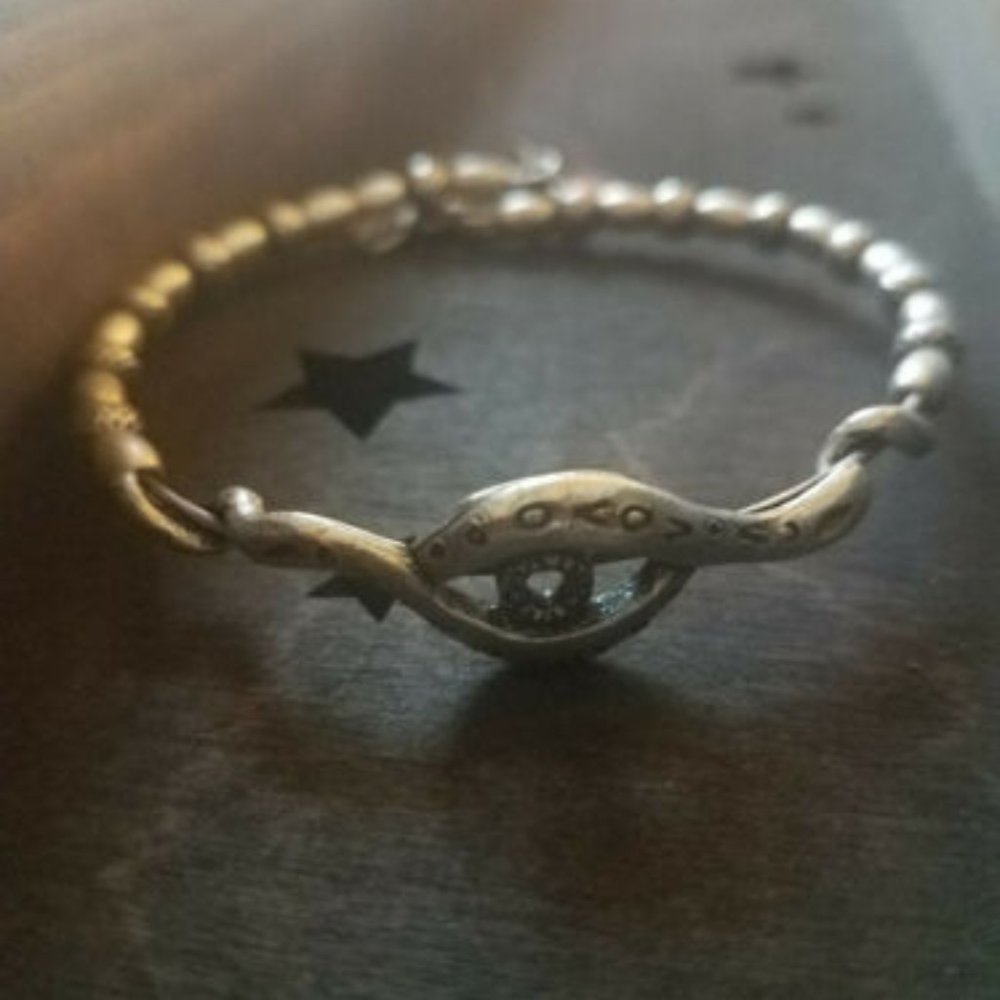 Alex & Ani Silver Evil Eye Beaded Wrap Bracelet